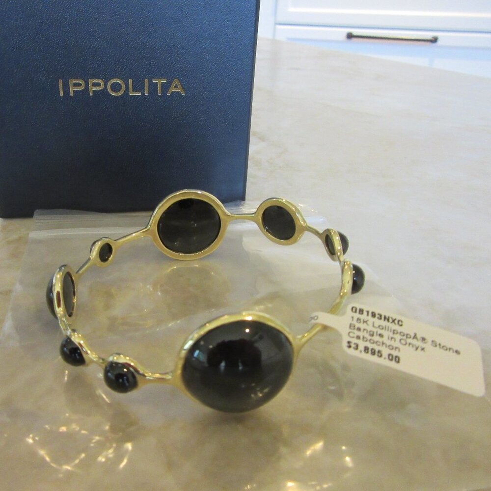 Ippolita Lollipop 18K Yellow Gold 9-Station Onyx Cabochon Bracelet MSRP $3,895